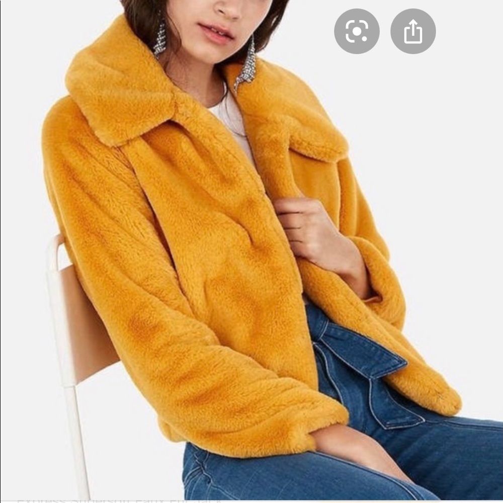 Express Yellow Faux Fur Jacket